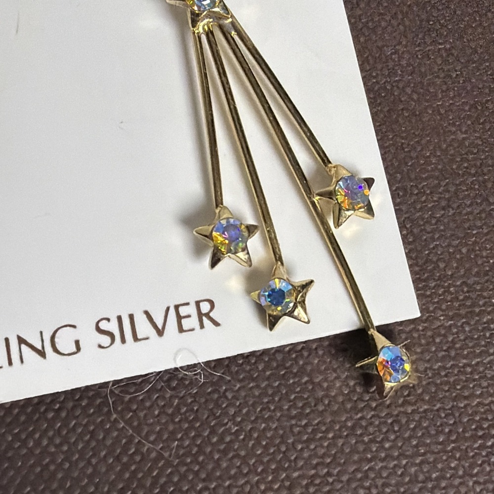 NWT Giani Bernini Sterling Silver Shooting Stars Celestial Gold Overlay Earrings - Picture 3 of 6